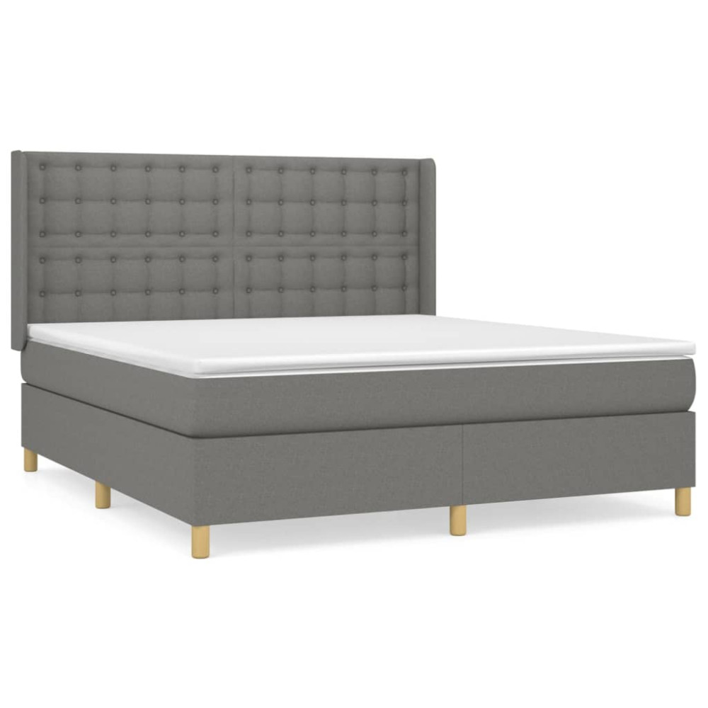 Produktbild för Ramsäng med madrass mörkgrå 160x200 cm tyg