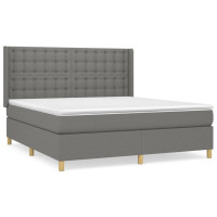 Produktbild för Ramsäng med madrass mörkgrå 160x200 cm tyg