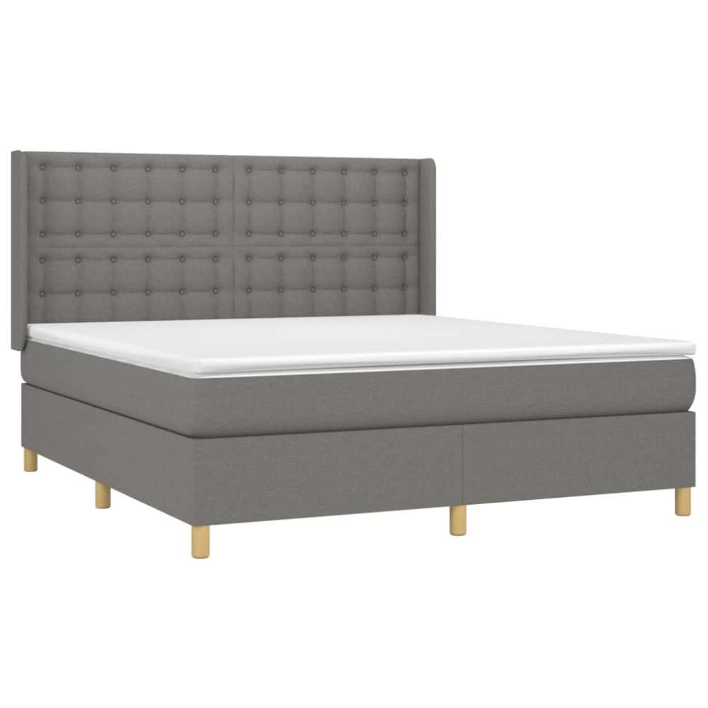 Produktbild för Ramsäng med madrass mörkgrå 160x200 cm tyg