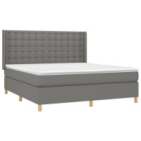 Produktbild för Ramsäng med madrass mörkgrå 160x200 cm tyg