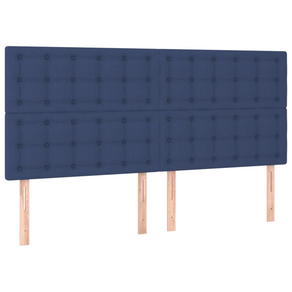 Produktbild för Ramsäng med madrass blå 160x200 cm tyg