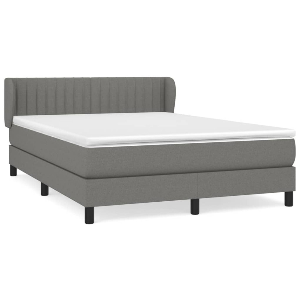 Produktbild för Ramsäng med madrass mörkgrå 140x200 cm tyg