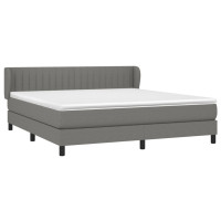 Produktbild för Ramsäng med madrass mörkgrå 160x200 cm tyg