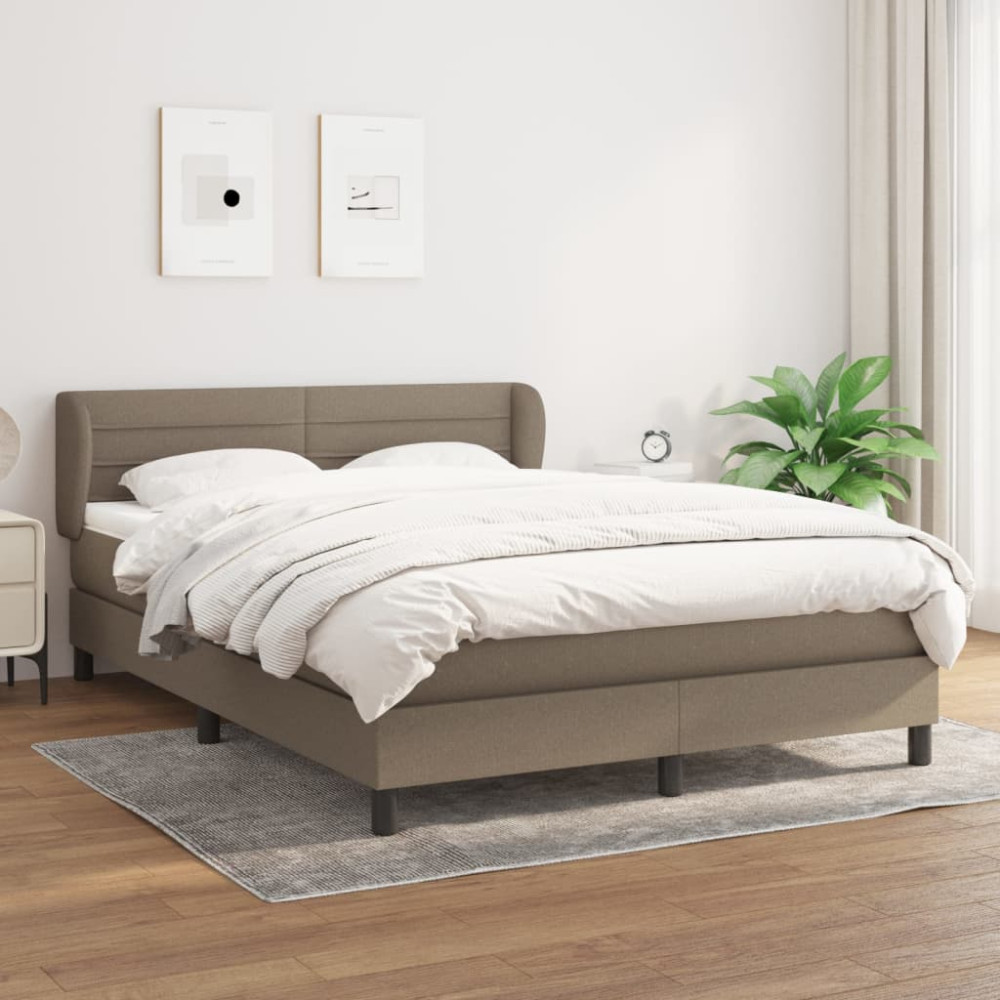 Produktbild för Ramsäng med madrass taupe 140x200 cm tyg