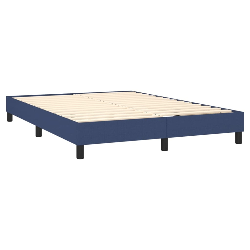 Produktbild för Ramsäng med madrass blå 140x200 cm tyg