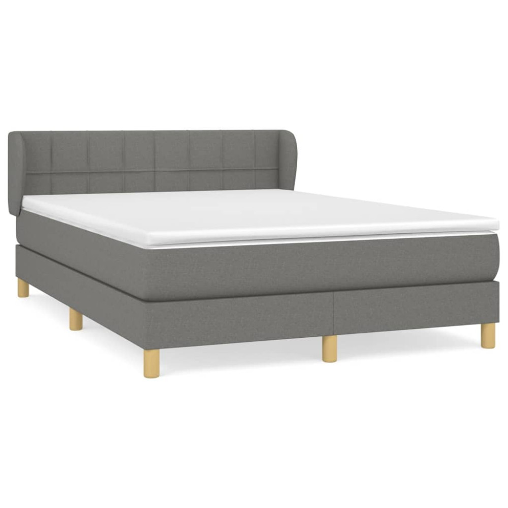 Produktbild för Ramsäng med madrass mörkgrå 140x200 cm tyg