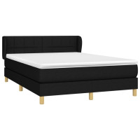 Produktbild för Ramsäng med madrass svart 140x200 cm tyg