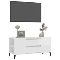 Produktbild för Tv-bänk vit högglans 102x44,5x50 cm konstruerat trä