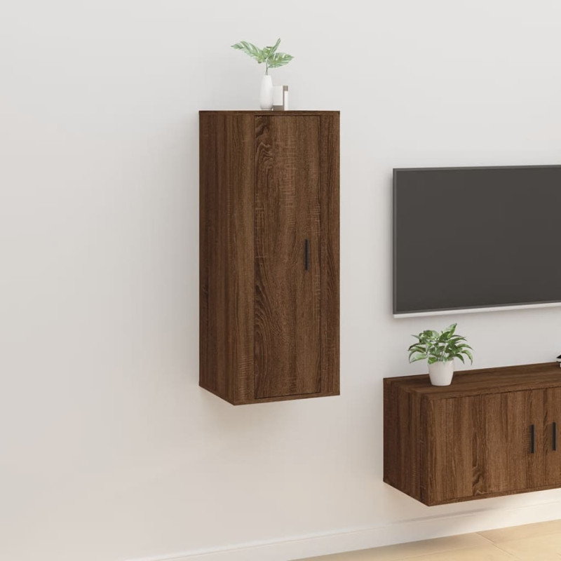 Produktbild för Väggmonterad tv-bänk brun ek 40x34,5x100 cm