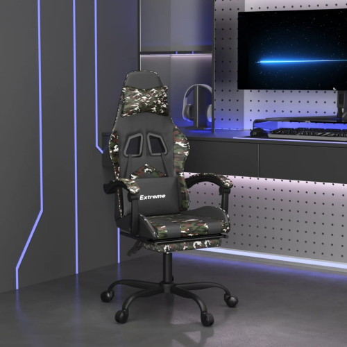 vidaXL Gamingstol med fotstöd svart och kamouflage konstläder