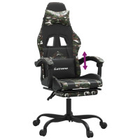 Produktbild för Gamingstol med fotstöd svart och kamouflage konstläder