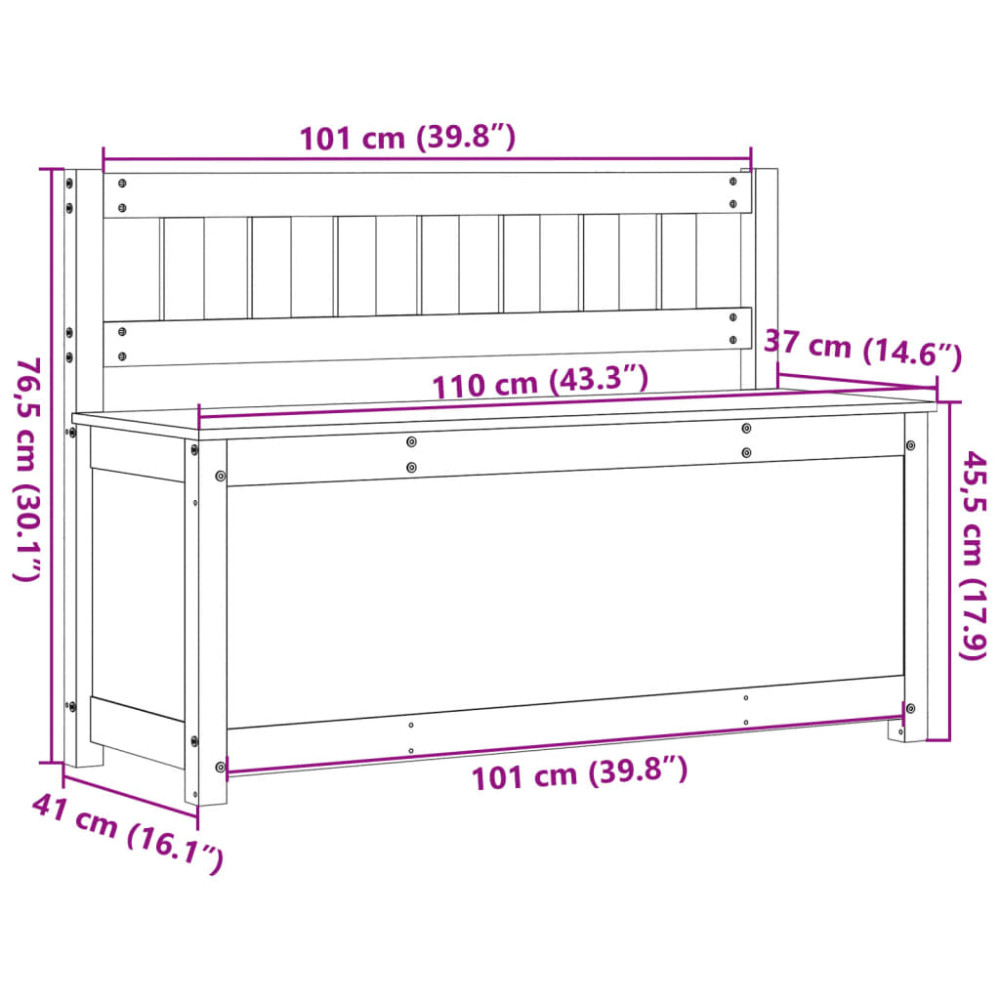 Produktbild för Bänk 110x41x76,5 cm massiv furu