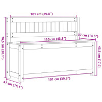 Produktbild för Bänk 110x41x76,5 cm massiv furu