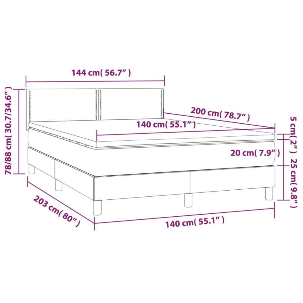 Produktbild för Ramsäng med madrass mörkgrå 140x200 cm tyg