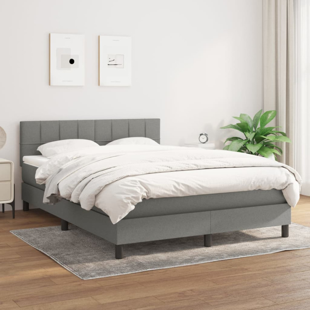 Produktbild för Ramsäng med madrass mörkgrå 140x200 cm tyg