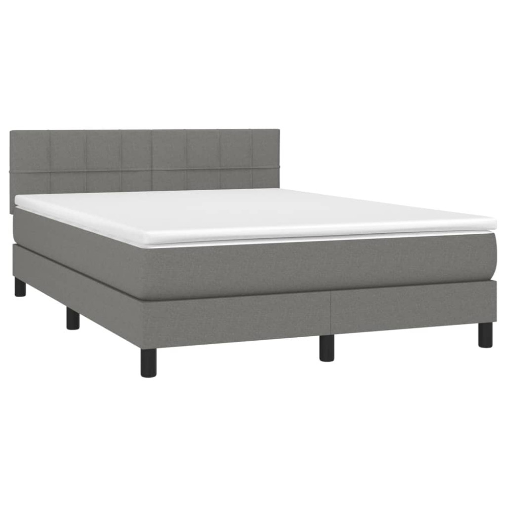 Produktbild för Ramsäng med madrass mörkgrå 140x200 cm tyg