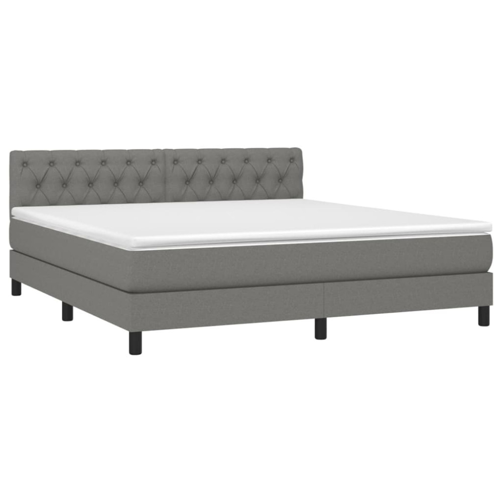 Produktbild för Ramsäng med madrass mörkgrå 160x200 cm tyg