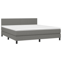 Produktbild för Ramsäng med madrass mörkgrå 160x200 cm tyg