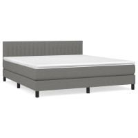 Produktbild för Ramsäng med madrass mörkgrå 160x200 cm tyg