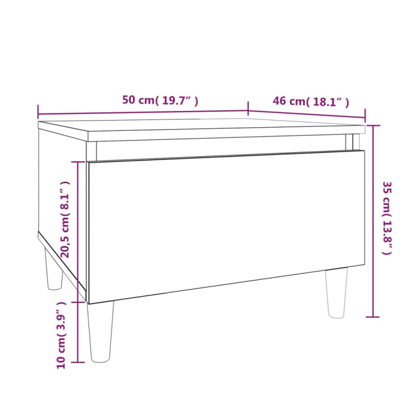 Produktbild för Soffbord rökfärgad ek 50x46x35 cm konstruerat trä