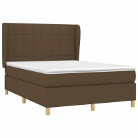Produktbild för Ramsäng med madrass mörkbrun 140x200 cm tyg