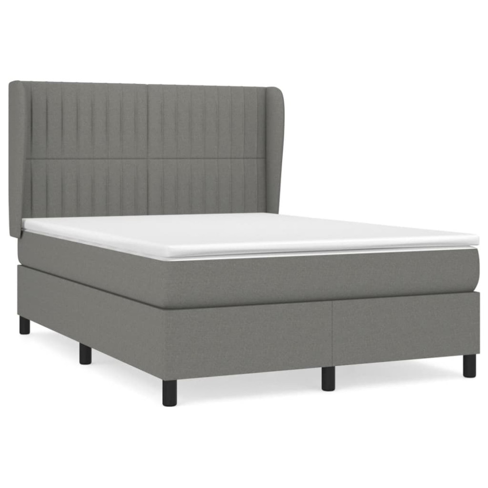 Produktbild för Ramsäng med madrass mörkgrå 140x200 cm tyg