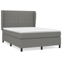 Produktbild för Ramsäng med madrass mörkgrå 140x200 cm tyg