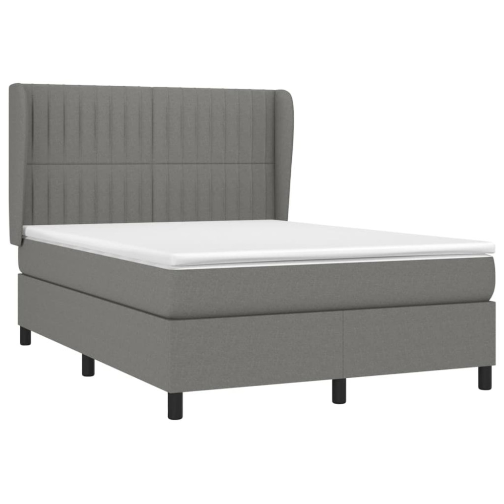 Produktbild för Ramsäng med madrass mörkgrå 140x200 cm tyg