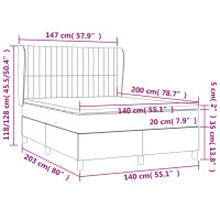 Produktbild för Ramsäng med madrass mörkgrå 140x200 cm tyg