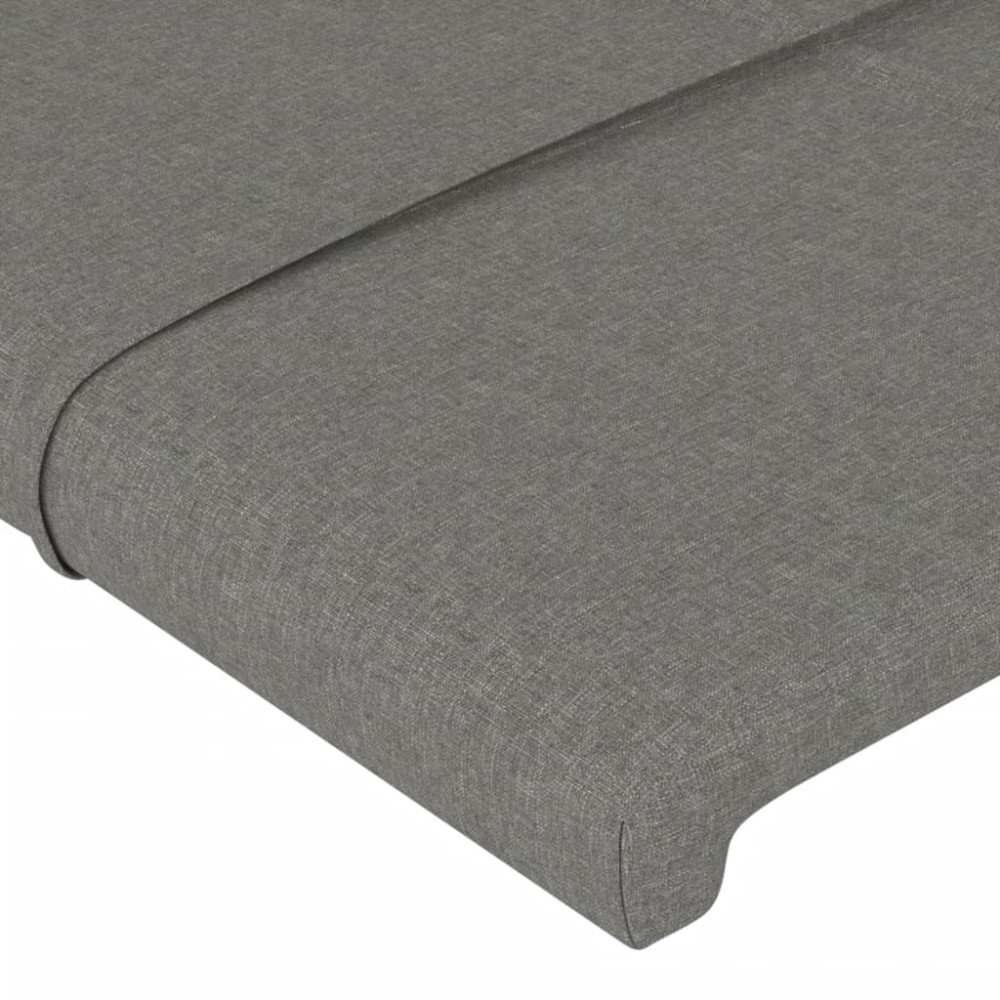 Produktbild för Sänggavel LED mörkgrå 83x16x118/128 cm tyg