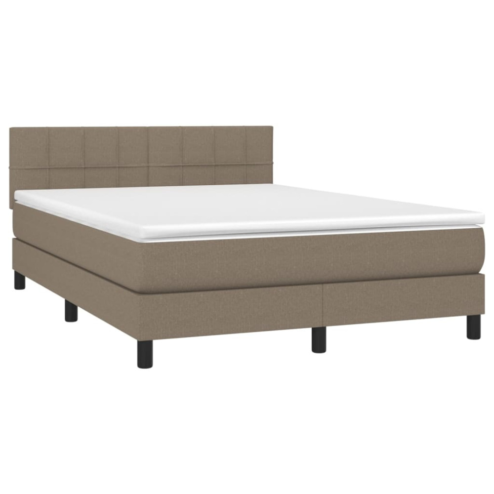 Produktbild för Ramsäng med madrass taupe 140x200 cm tyg