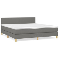 Produktbild för Ramsäng med madrass mörkgrå 160x200 cm tyg