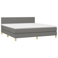 Produktbild för Ramsäng med madrass mörkgrå 160x200 cm tyg