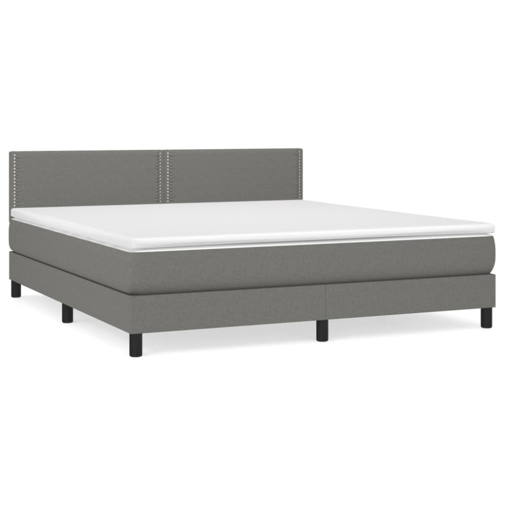 Produktbild för Ramsäng med madrass mörkgrå 180x200 cm tyg