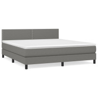 Produktbild för Ramsäng med madrass mörkgrå 180x200 cm tyg