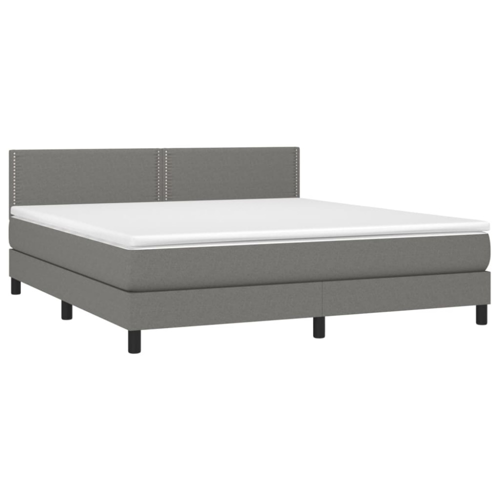 Produktbild för Ramsäng med madrass mörkgrå 180x200 cm tyg