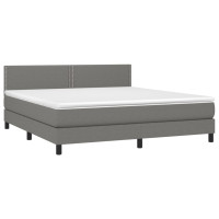 Produktbild för Ramsäng med madrass mörkgrå 180x200 cm tyg