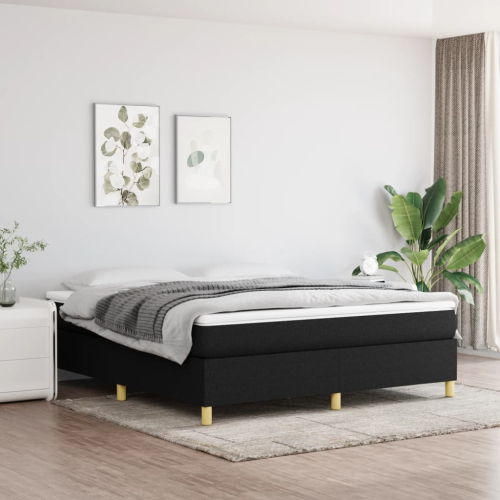 Produktbild för Ramsäng med madrass svart 160x200 cm tyg