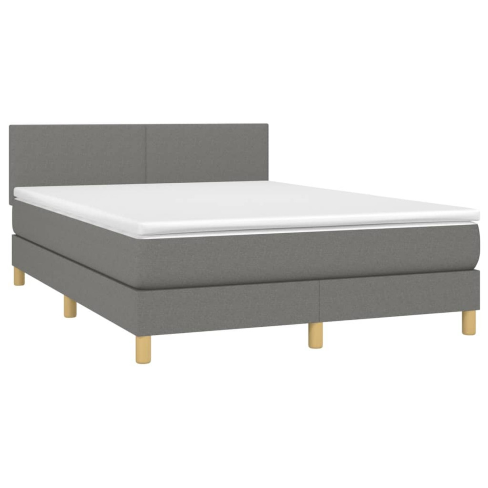 Produktbild för Ramsäng med madrass mörkgrå 140x200 cm tyg