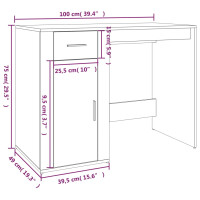 Produktbild för Skrivbord vit högglans 100x49x75 cm konstruerat trä