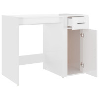 Produktbild för Skrivbord vit högglans 100x49x75 cm konstruerat trä