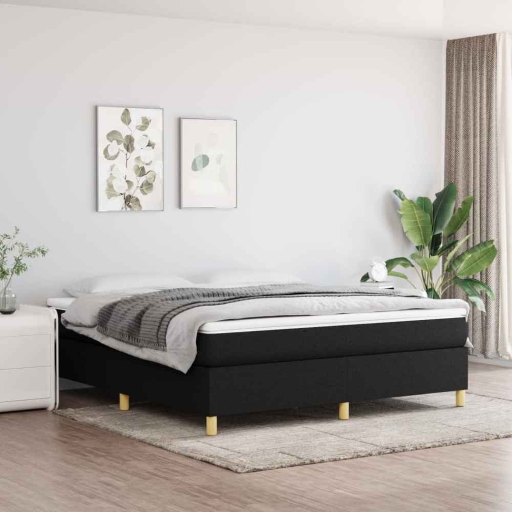 Produktbild för Ramsäng med madrass svart 180x200 cm tyg