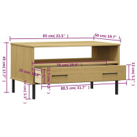 Produktbild för Soffbord med metallben OSLO brun 85x50x45 cm massivt trä