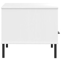 Produktbild för Soffbord med metallben OSLO vit 85x50x45 cm massivt trä