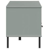 Produktbild för Tv-bänk med metallben OSLO grå massiv furu