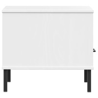 Produktbild för Sängbord med metallben OSLO vit massiv furu