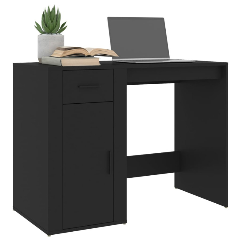 Produktbild för Skrivbord svart 100x49x75 cm konstruerat trä