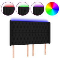 Produktbild för Sänggavel LED svart 163x16x118/128 cm tyg