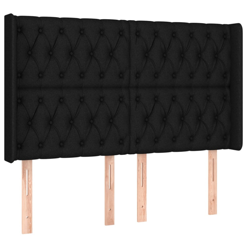 Produktbild för Sänggavel LED svart 163x16x118/128 cm tyg