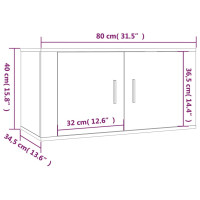 Produktbild för Väggmonterad tv-bänk vit högglans 80x34,5x40 cm
